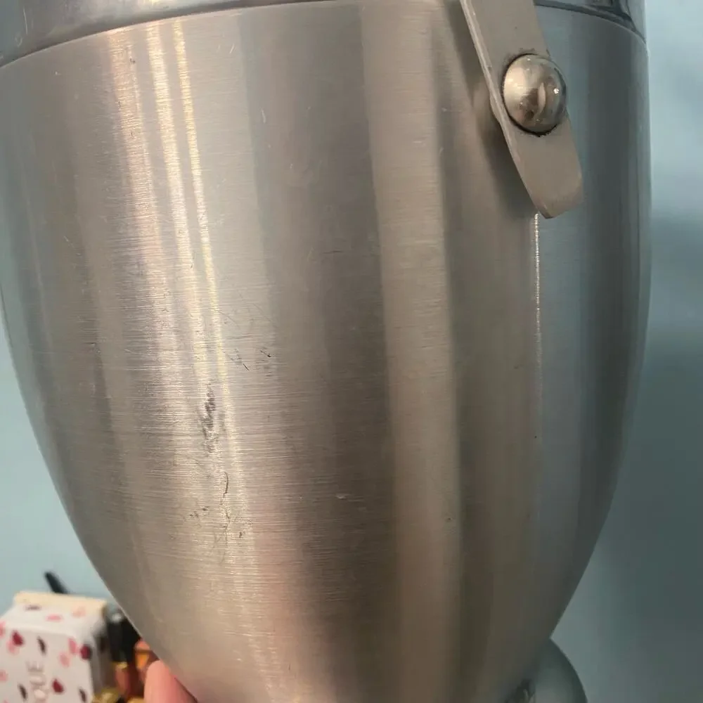 Vintage MCM Kromex Chrome And Brushed Aluminum Ice Bucket Lid Handle Modern